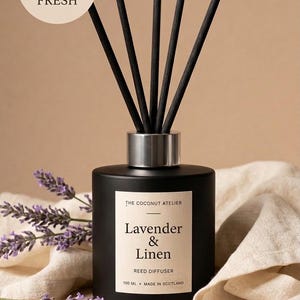 Lavender Linen Reed Diffuser, Calming Home Fragrance, Refreshing Scent, Hand-poured Scotland, Luxury gift