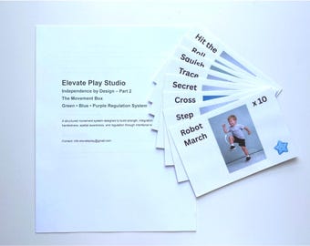 Karty ruchu Montessori | System rutynowych ćwiczeń funkcji wykonawczych | Narzędzia regulacyjne dla dzieci (do pobrania w wersji cyfrowej)