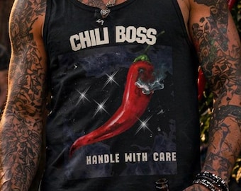 Chili Boss Tank Top – Spicy BBQ Shirt for Men | Funny Grill Gift | Hot Pepper Lover Shirt | Summer BBQ Outfit | Gift for Him | Chili Fan