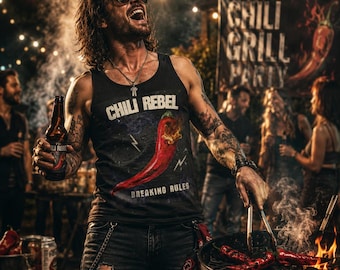 Chili Rebel Tanktop voor Heren | BBQ-grillshirt met chilimotief | Rocker muscle shirt | Chili Lover Poison | Festival zomeroutfit | Regels breken