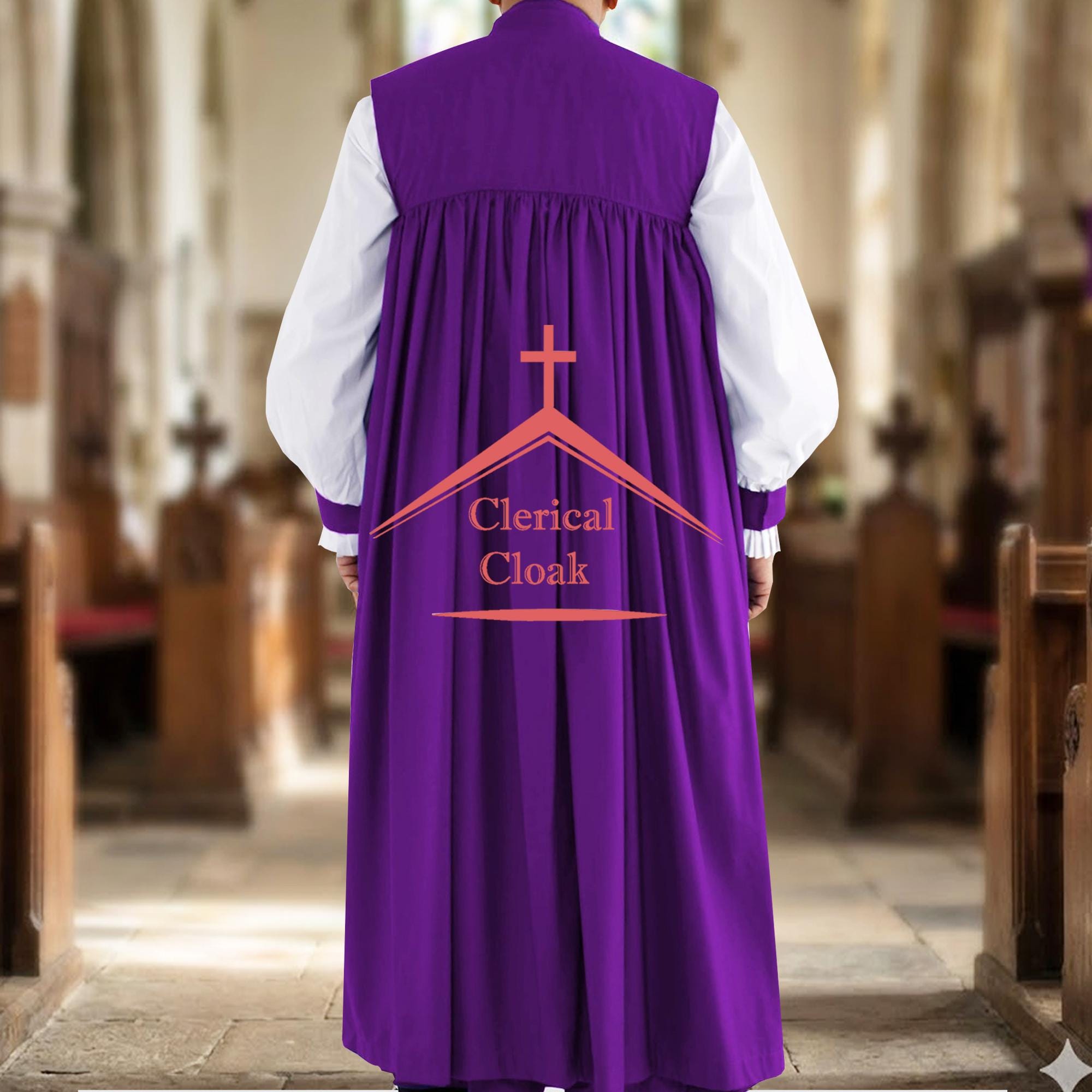 Chimere & Rochet Set : Anglican Clergy Vestment, Episcopal Purple Robe ...