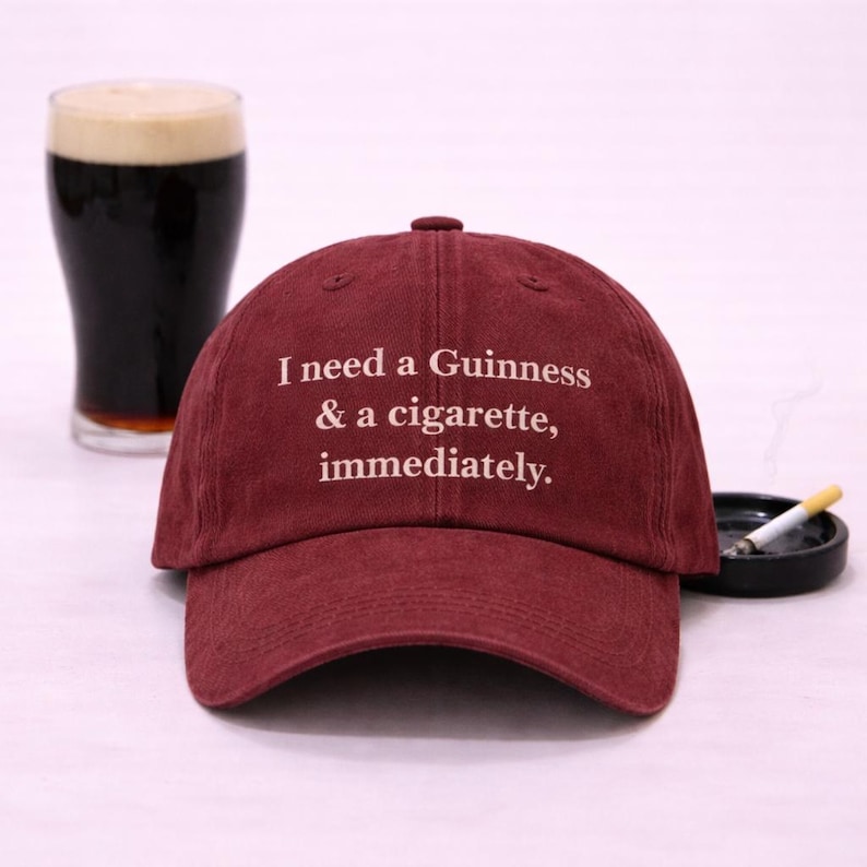 Funny Guinness Hat I Need a Drink Immediately embroidered personalised Cap image 1