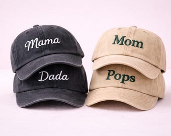 Personalised Embroidered Mum Dad Cap, customised baseball cap mothers day gift