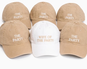 Wife of the Party Embroidered Baseball Caps, Bachelorette Hen Bridal Hats