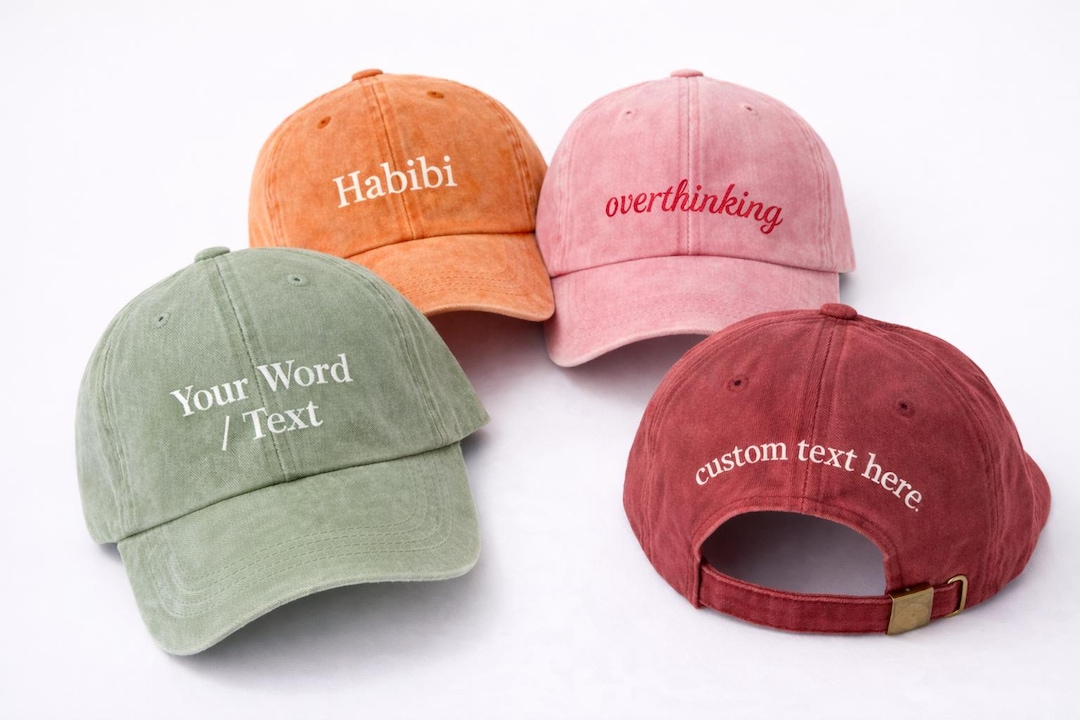 Personalised Cap With Your Text. Custom Word Vintage Style Hat ...