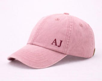 Personalised embroider Side Initials Baseball Cap,  Cotton Unisex Dad Hat. Monogram gift summer hat.