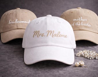 Personalised Bride Wifey Cap, Custom Bachelorette Hen Party Hat, Bridesmaid Wedding Gift