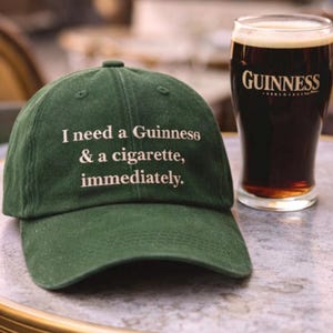 Funny Guinness Hat I Need a Drink Immediately embroidered personalised Cap image 3