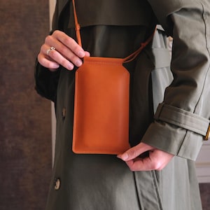 Borsa a tracolla in pelle per cellulare, mini borsetta personalizzata, custodia sottile in pelle per cellulare, astuccio da viaggio