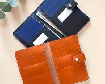 Leren reisportemonnee, gezinspaspoorthouder, opberger voor 4 paspoorten, paspoorthoes,