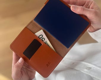 Leren paspoorthoes, gepersonaliseerde houder, reiscadeaus, Moederdagcadeau