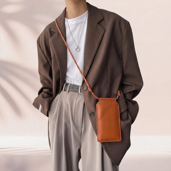 Leather Crossbody Phone Bag, Small Crossbody Phone Purse, Handmade Phone Bag, Slim Phone Pouch, Leather Phone Pouch Crossbody