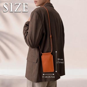 Leather Crossbody Phone Bag, Small Crossbody Phone Purse, Handmade Phone Bag, Slim Phone Pouch, Leather Phone Pouch Crossbody image 5