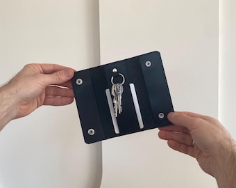 Minimalistische sleutelhouder, gepersonaliseerde leren sleutelhanger, sleuteletui, sleuteltasje, cadeau