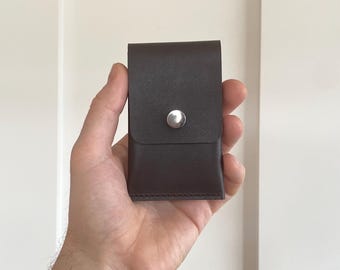 Smalle leren portemonnee, gepersonaliseerde minimalistische visitekaarthouder, cadeau voor hem en haar