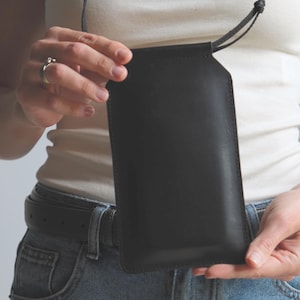 Leather Crossbody Phone Bag, Small Crossbody Phone Purse, Handmade Phone Bag, Slim Phone Pouch, Leather Phone Pouch Crossbody image 9