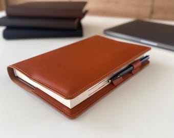 Leren notitieboekomslag A5, gepersonaliseerd leren dagboek voor notitieblok, handgemaakte hoes