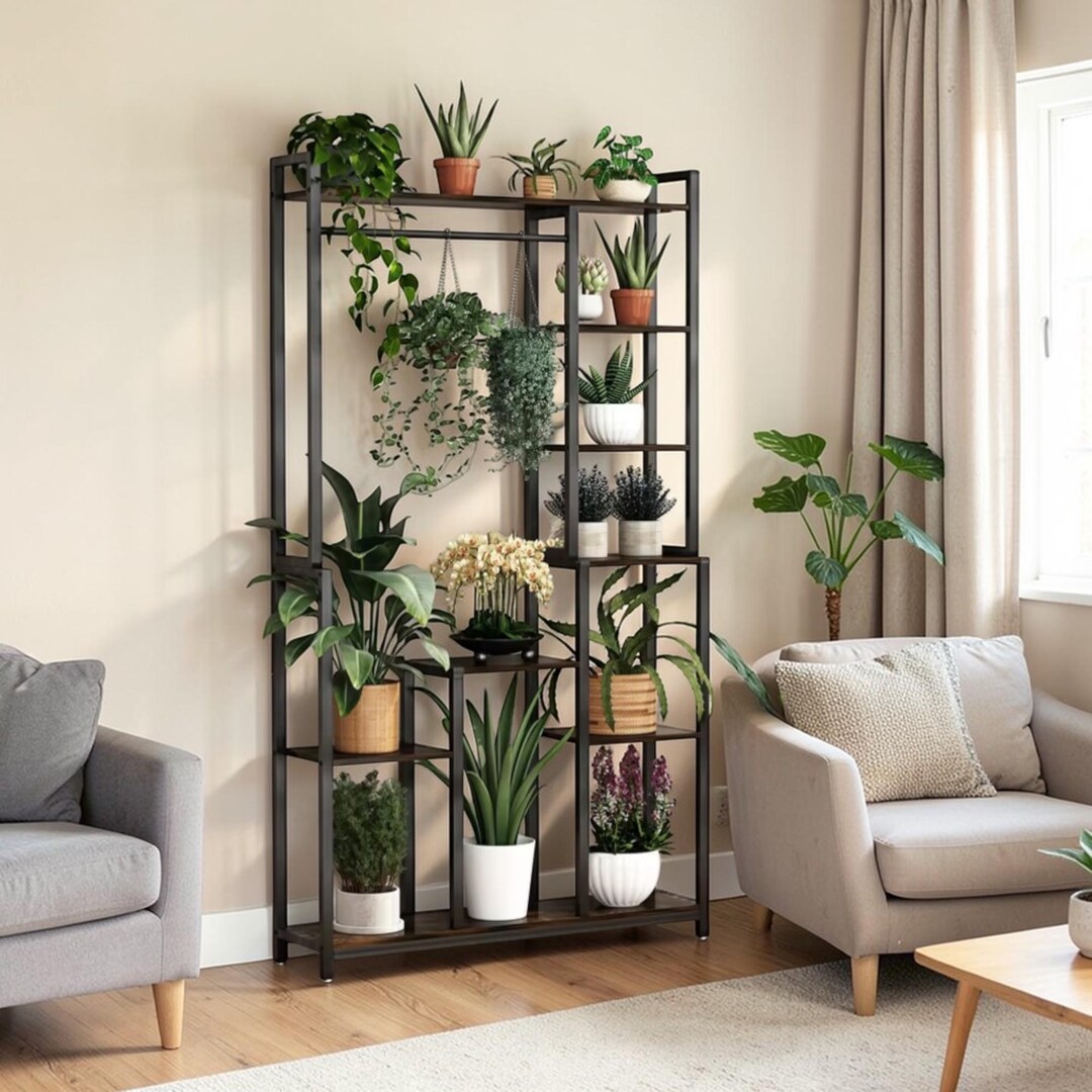 Planter Rack Garden 7 Tier Tall Plant Stand Indoor Metal Flower Pot Rack Ladder Storage ...