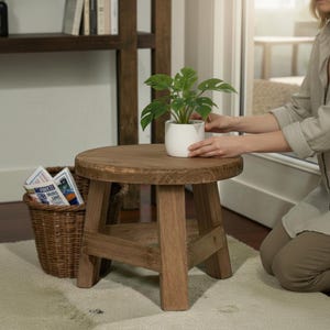 Mini tabouret en bois, présentoir de fleurs, étagère pour plantes en pot en bois massif, support à bonsaï, simple grain de bois, piédestal de jardin, décoration d'intérieur, 18 x 18 cm