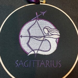 Sagittarius Zodiac Embroidery Hoop Wall Hanging