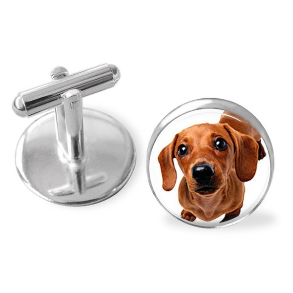Your Dachshund Dog's Photo on Cufflinks or a Tie Bar