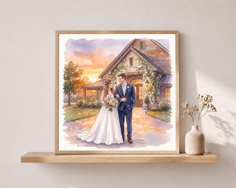 Custom Wedding Venue Watercolor Illustration | Personalized Venue Portrait | Wedding Gift Art