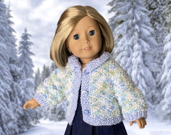 Blue Hand Knit Cardigan Sweater fits 18 inch doll 18" doll clothes