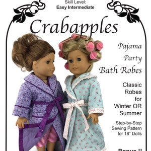 PDF Sewing Pattern, 18&quot; Doll,  Instant Download, Pajamas, Robe, Bedtime, Sleepwear, Nightgown, Pajama Party, DIY, Bathrobe, Slippers, PJ&#39;s