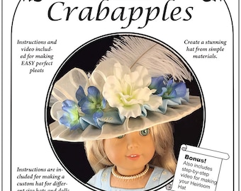 PDF pattern, 18 inch Doll  Hat, Vintage Inspired
