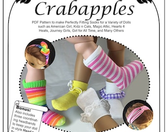 PDF-Schnittmuster, Socken für 18 ""Puppen, verschiedene Größen