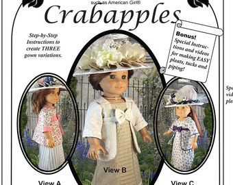 PDF Doll Sewing pattern, 18" doll, Edwardian Gown, Vintage Inspired