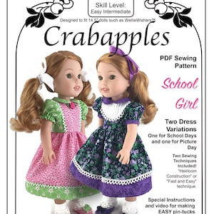 Schulmädchenkleider für 14,5 &quot;Puppen, PDF Pattern, Download-Muster, Puppenkleidung-Muster, nähen, Puppenkleid-Muster, Puppenkleidung