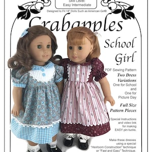 School Girl - Doll Dress Pattern -  for 18&quot; Doll Such as American Girl® - Instant Download PDF Pattern - Vintage Inspired - Fast and Easy