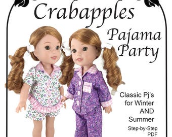 PDF Doll Sewing Pattern, Doll Pajamas for 14.5" Dolls