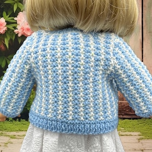 18" Doll Hand Knit Sweater, Blue Tweed image 6