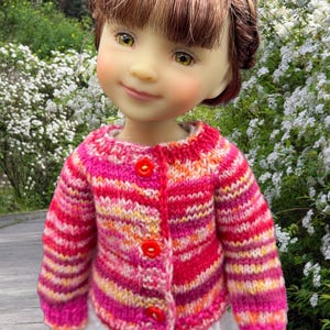 Hand Knit Merino Wool Doll Sweater: 14.5"-15" Doll Clothes, Ruby Red Fashion Friends