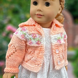 18&quot; Doll Sweater, Hand Knit, Doll Cardigan, Doll Sweater Handmade, Best Friend, Fair Isle knitted sweater, doll sweater with heart design