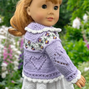 18&quot; Doll Sweater, Hand Knit, Doll Cardigan, Doll Sweater Handmade, Best Friend, Fair Isle knitted sweater, doll sweater with heart design