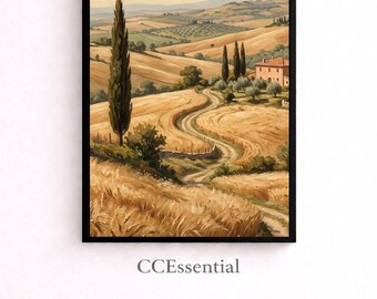 Tuscany Hills Wall Art, Italian Countryside Summer Print, Landscape Decor, Digital Download