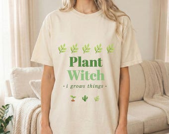 Plant Witch Shirt, I Grow Things Tee, Funny Plant Lover T-Shirt, Botanical Graphic Tee, Gardening Gift for Her, Cottagecore Plant Shirt