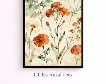 Botanical Watercolor Wall Art | Printable Digital Download | Nature Home Decor