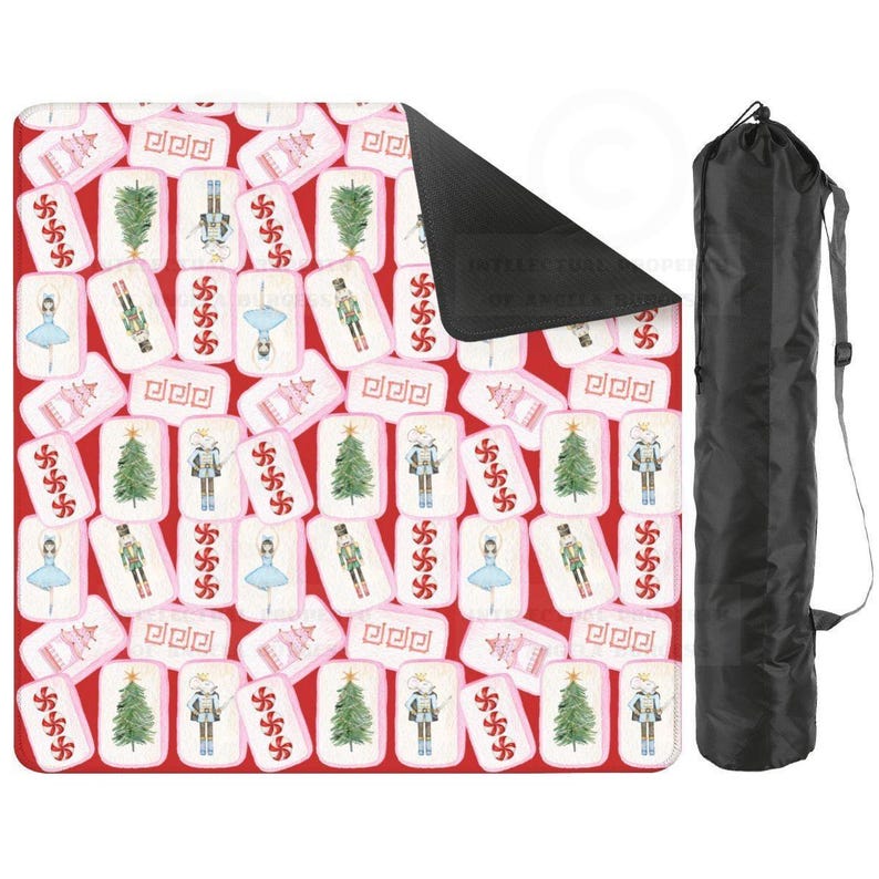 Travel Mahjong Mat Christmas Tiles Mini Mat 20.9"x20.9" image 1