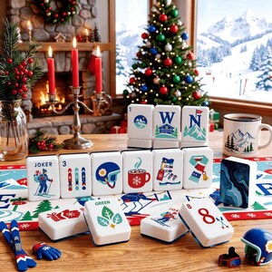 アフタースキー麻雀牌、アルペンスキー場のクリスマス、スキーロッジのウィンタースポーツ