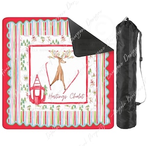 Tapis de Mahjong de voyage, mini tapis de Noël 53 x 53 cm, motif rennes skiant