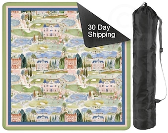 Whimsical Watercolor Golf Course Mahjong Mat 33"x33"