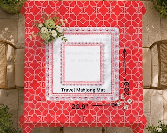 Travel Mahjong Mat Red White and Blue USA Mini Mat 20.9"x20.9"