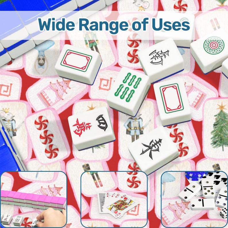 Travel Mahjong Mat Christmas Tiles Mini Mat 20.9"x20.9" image 6