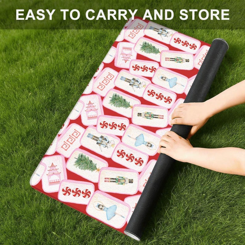 Travel Mahjong Mat Christmas Tiles Mini Mat 20.9"x20.9" image 5