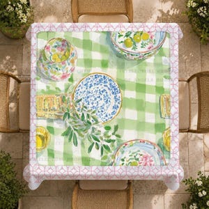 Tapis de mahjong vert printanier Italian Lunch 33 x 33 po.