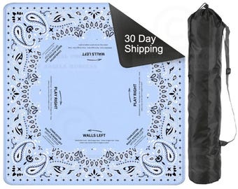 Baby Blue Bandana Mahjong Mat 33"x33" Coastal Cowgirl